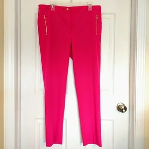 Calvin Klein Fuscia Pant Gold Zippers, Size 14